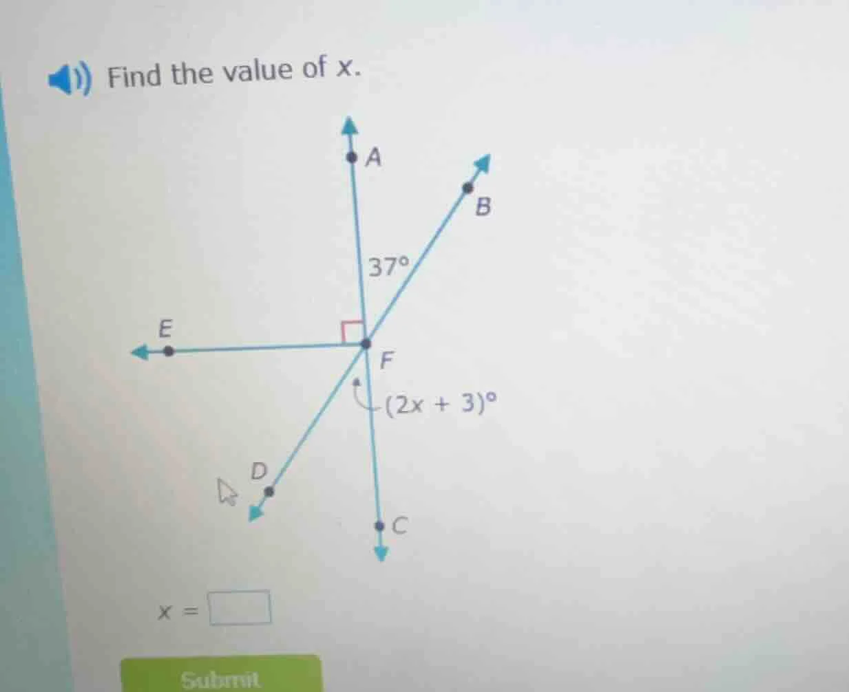 find the value of x. x = submit