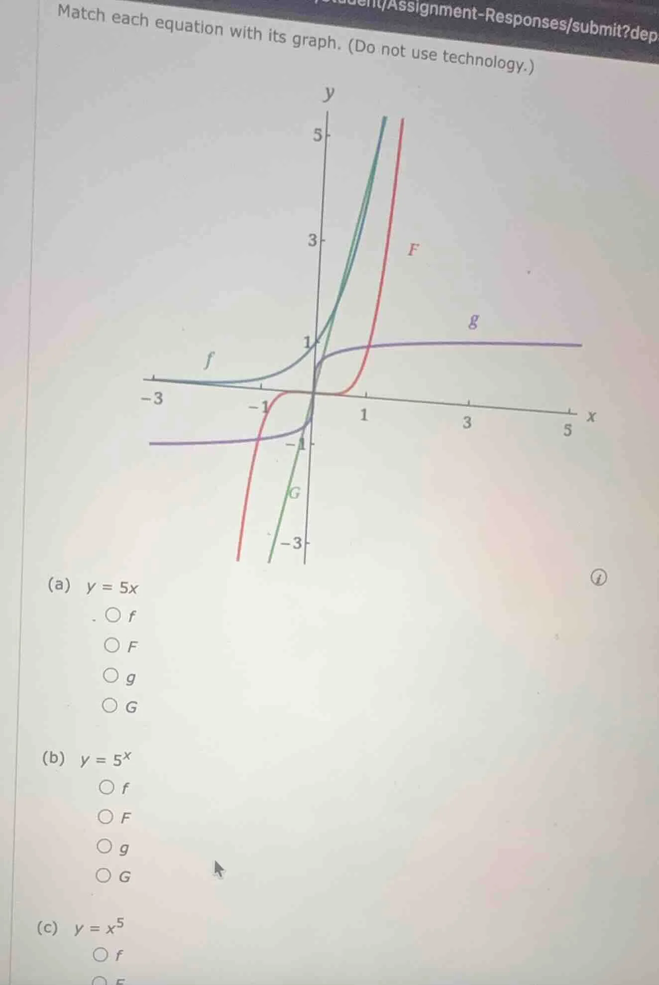match each equation with its graph. (do not use technology.) (a) $y = 5…