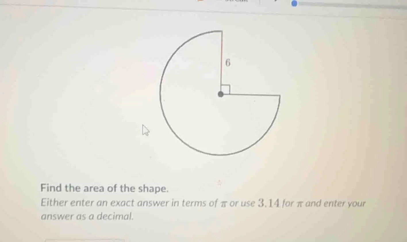 find the area of the shape. either enter an exact answer in terms of \\…