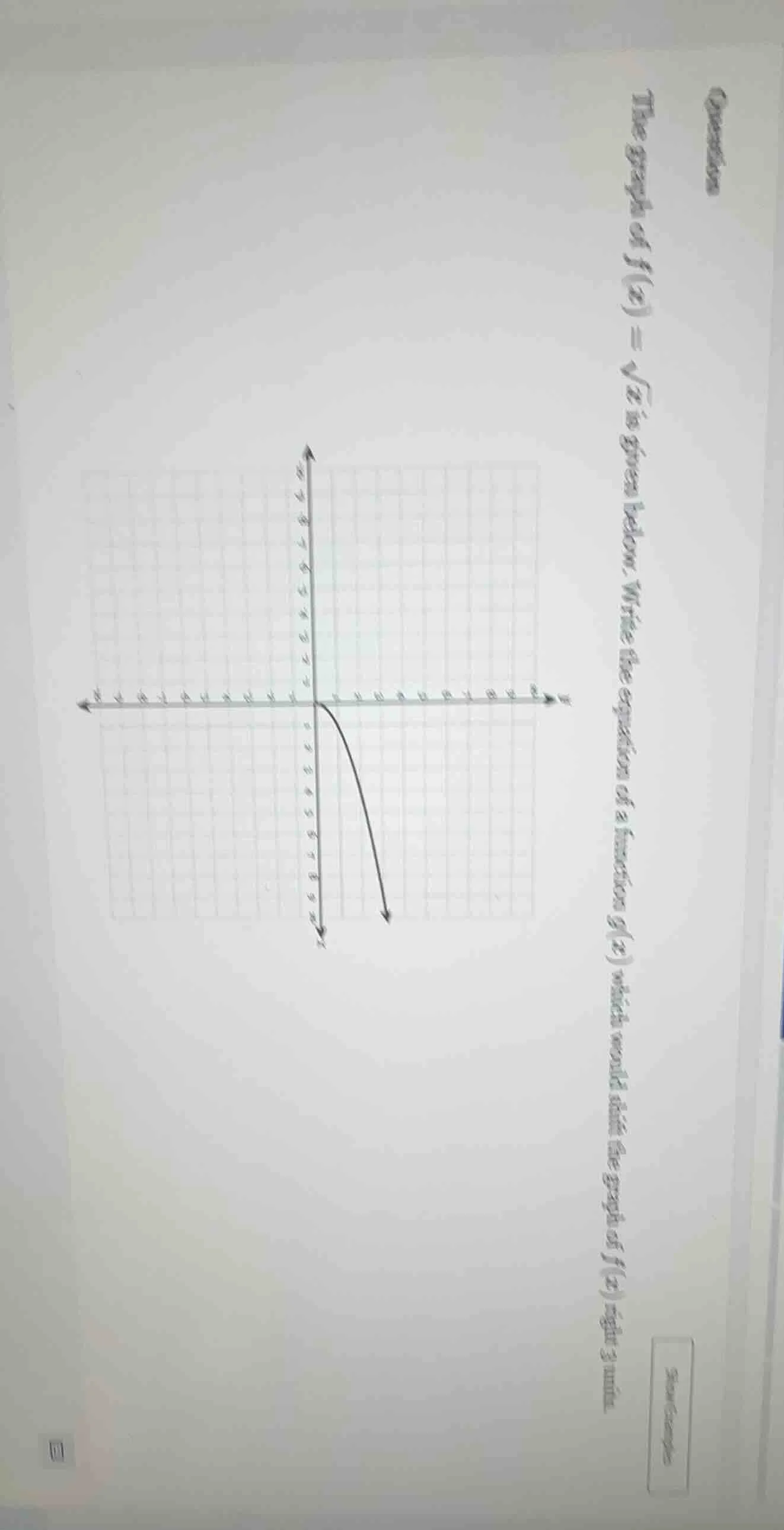 question the graph of $f(x) = \\sqrt{x}$ is given below. write the equa…