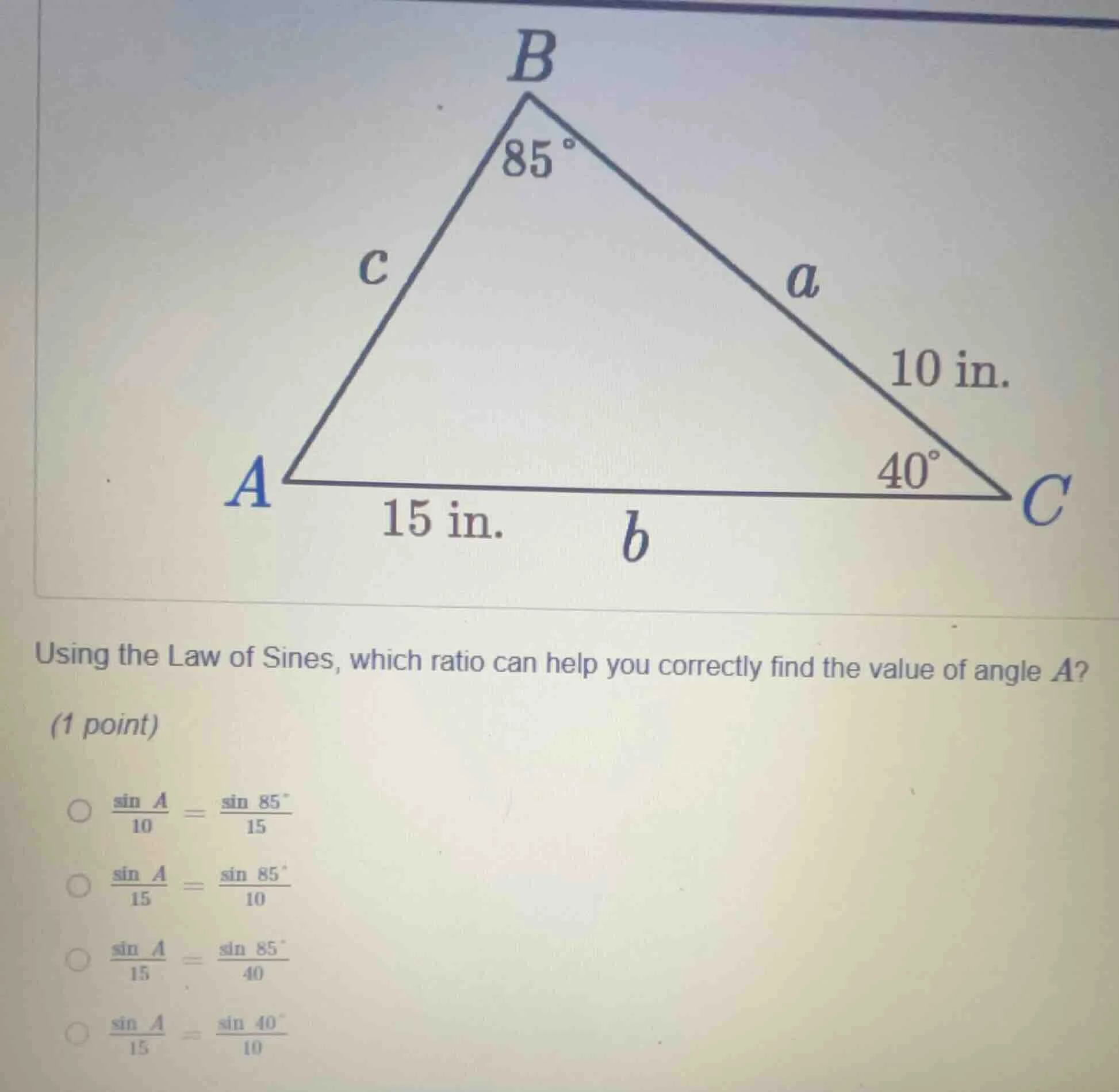 using the law of sines, which ratio can help you correctly find the val…