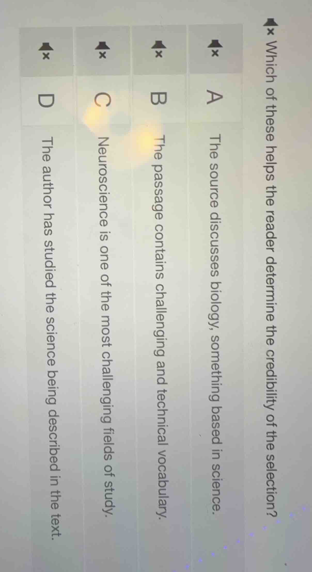 which of these helps the reader determine the credibility of the select…