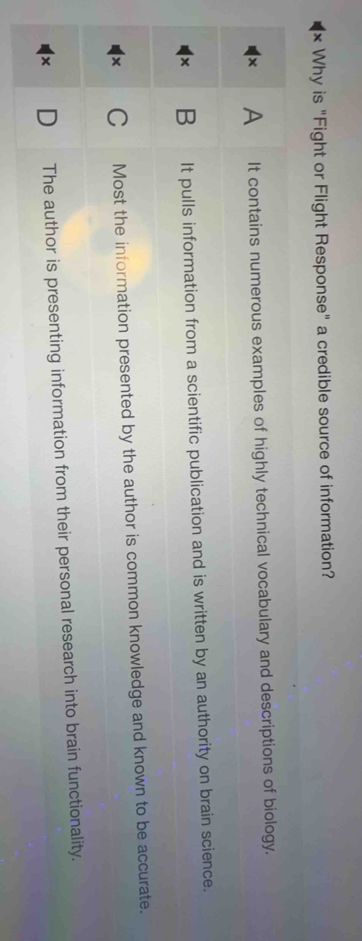 why is \fight or flight response\ a credible source of information? a i…