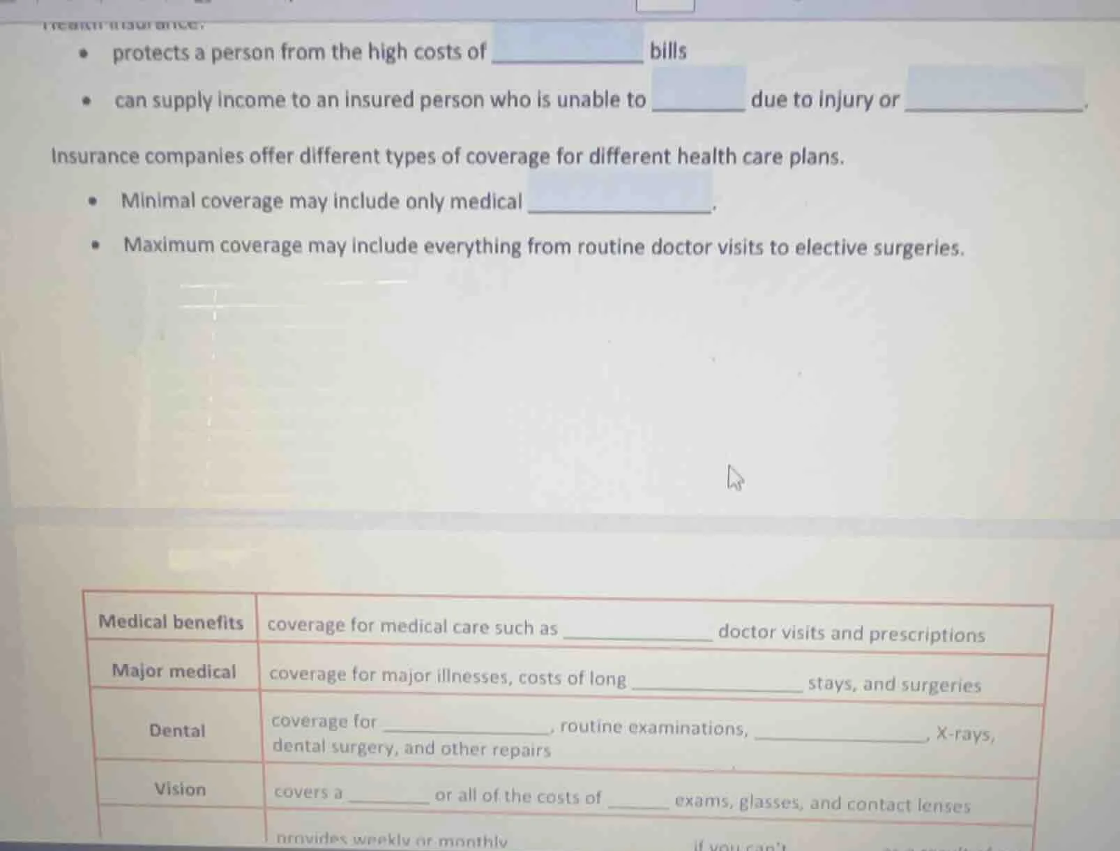 protects a person from the high costs of _________ bills can supply inc…