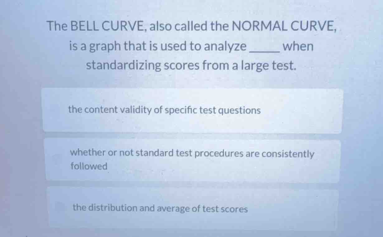 the bell curve, also called the normal curve, is a graph that is used t…