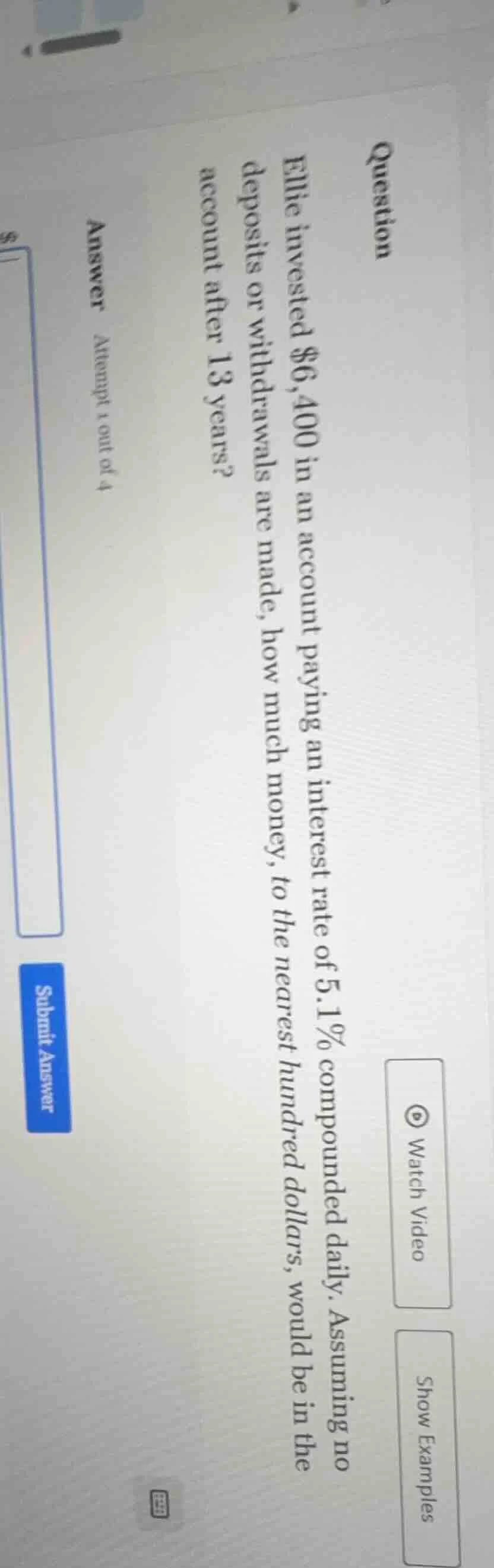 question ellie invested $6,400 in an account paying an interest rate of…