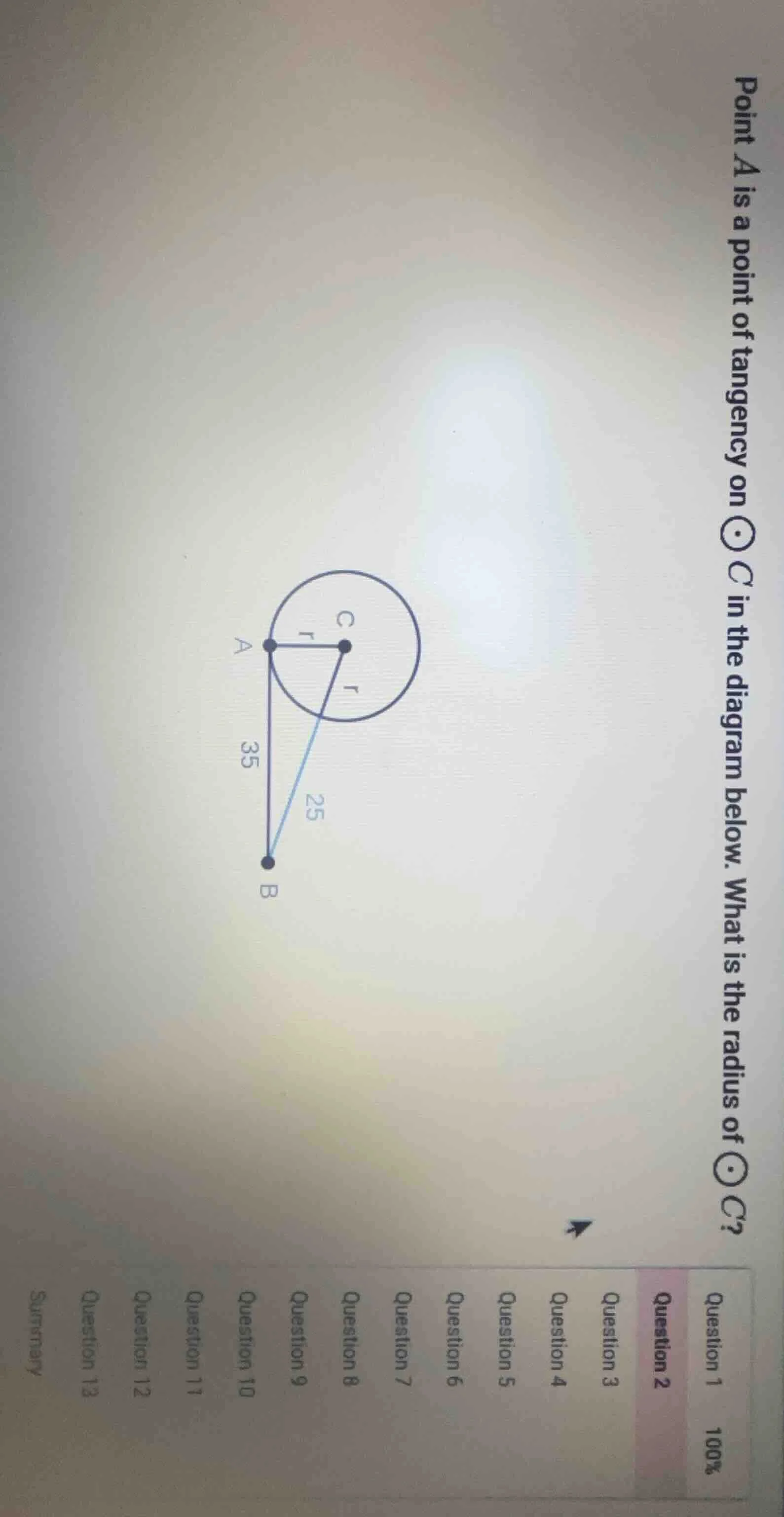 point a is a point of tangency on \\(\\odot c\\) in the diagram below. …