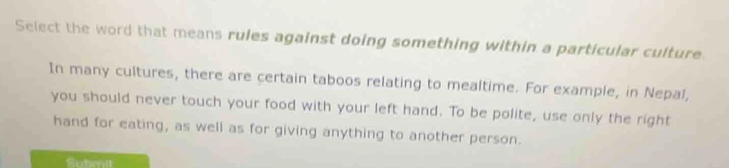 select the word that means rules against doing something within a parti…