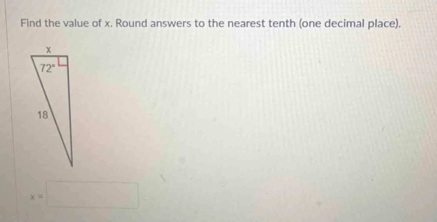 find the value of x. round answers to the nearest tenth (one decimal pl…