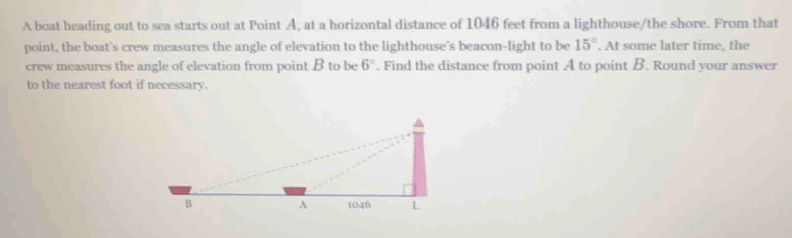 a boat heading out to sea starts out at point a, at a horizontal distan…