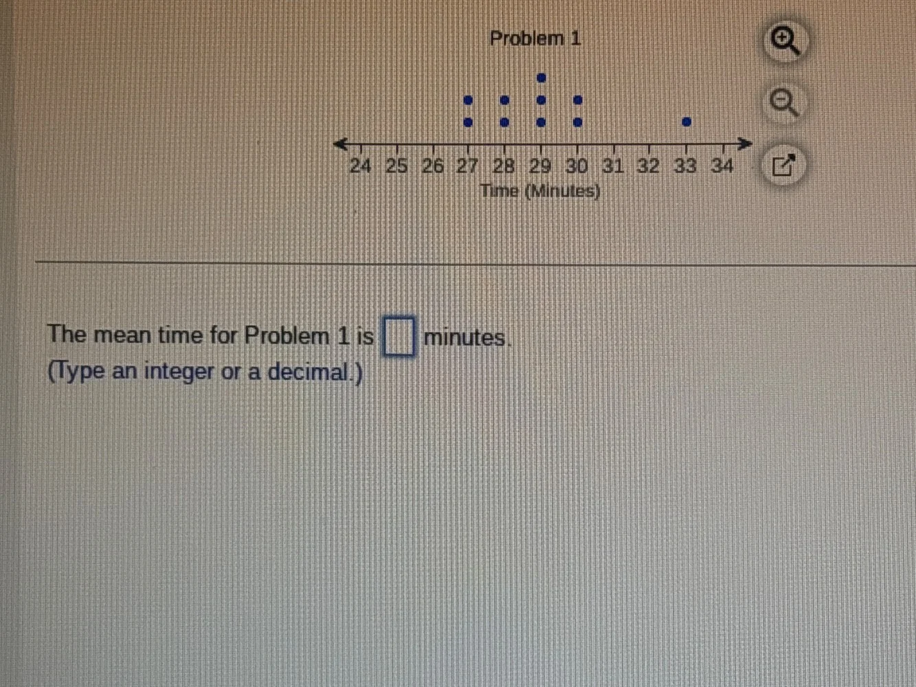 problem 1 the mean time for problem 1 is \\boxed{} minutes. (type an in…