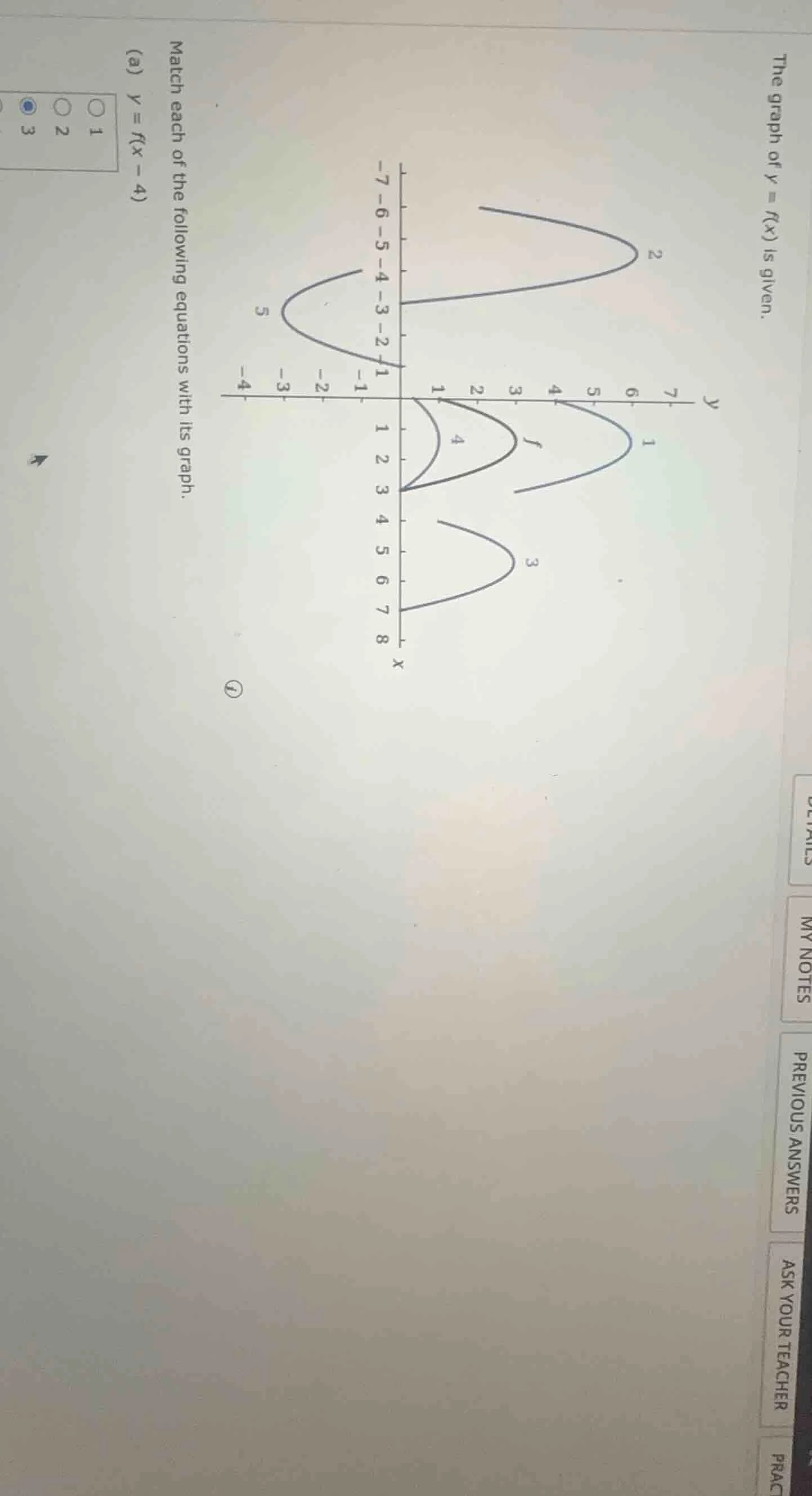 the graph of ( y = f(x) ) is given. match each of the following equatio…