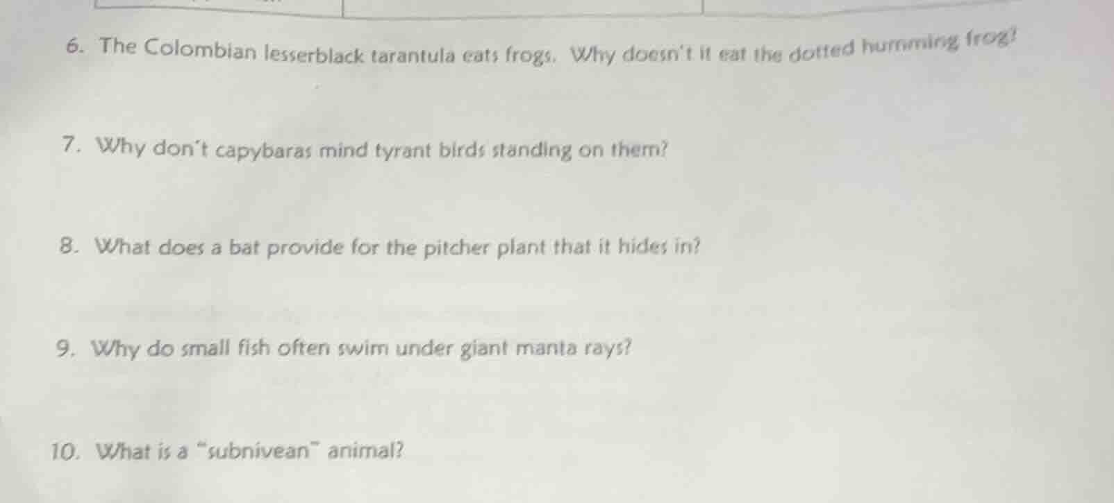 6. the colombian lesserblack tarantula eats frogs. why doesnt it eat th…