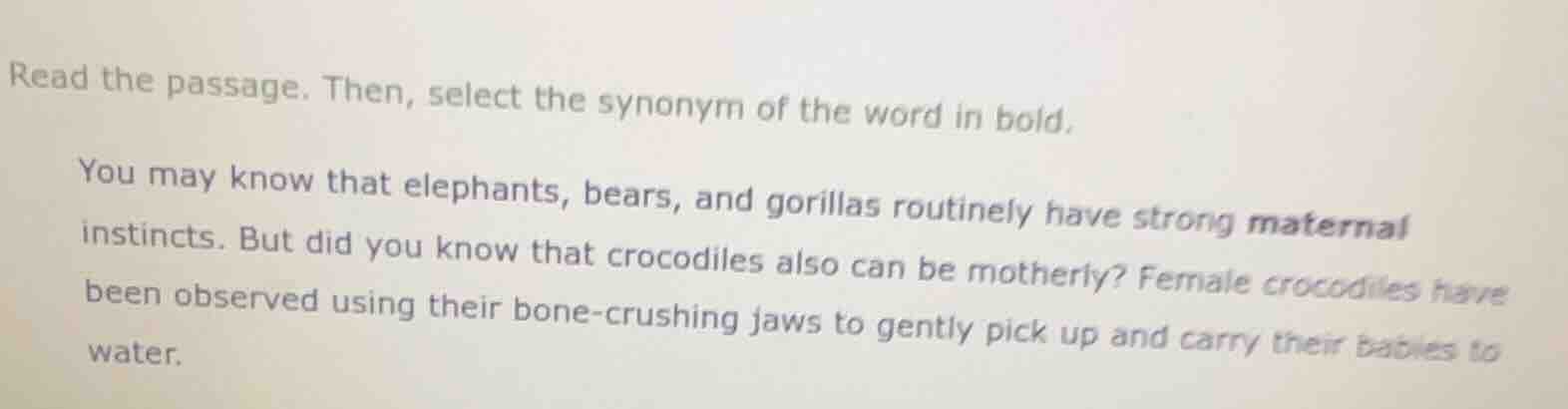 read the passage. then, select the synonym of the word in bold. you may…