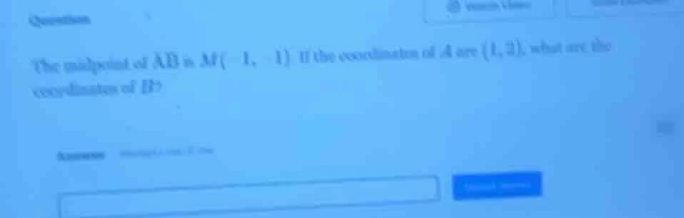 question the midpoint of \\( \\overline{ab} \\) is \\( m(-1, -1) \\). i…