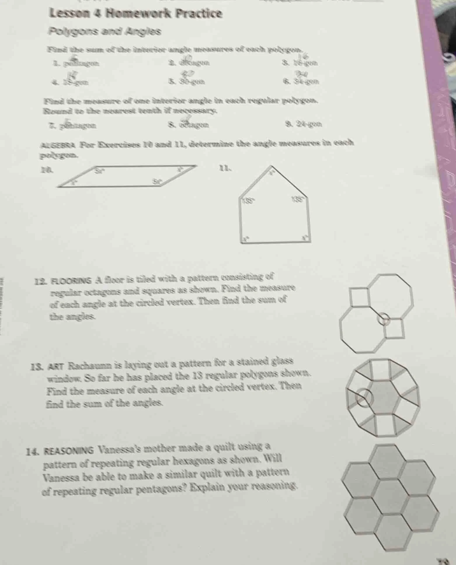 lesson 4 homework practice polygons and angles find the sum of the inte…