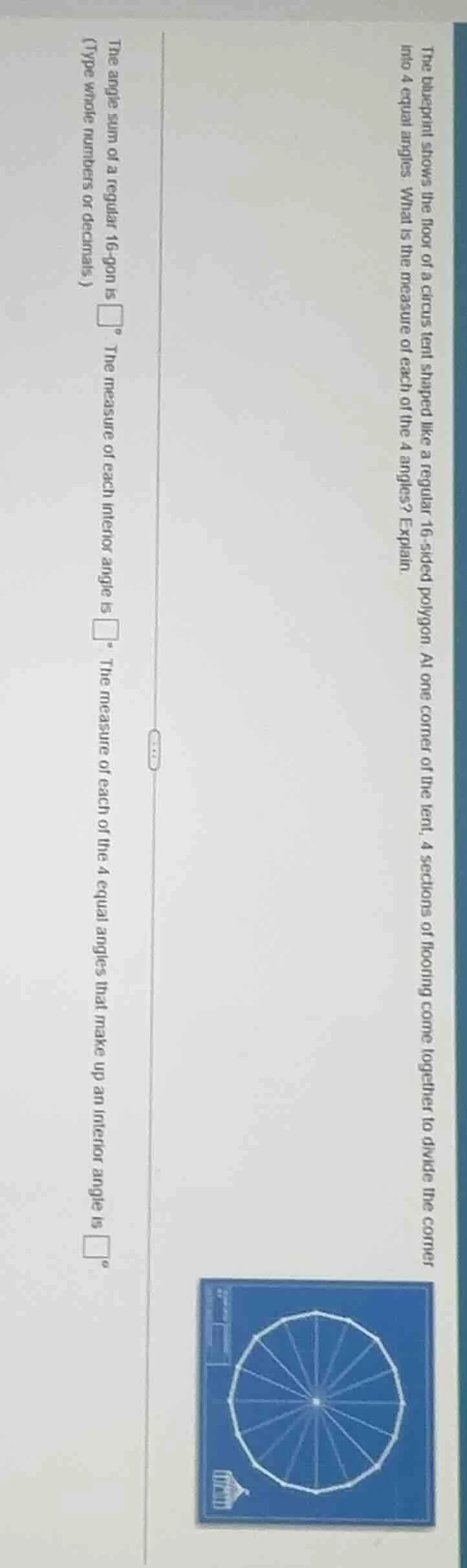 the blueprint shows the floor of a circus tent shaped like a regular 16…