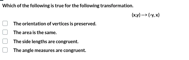 which of the following is true for the following transformation. \\((x,…