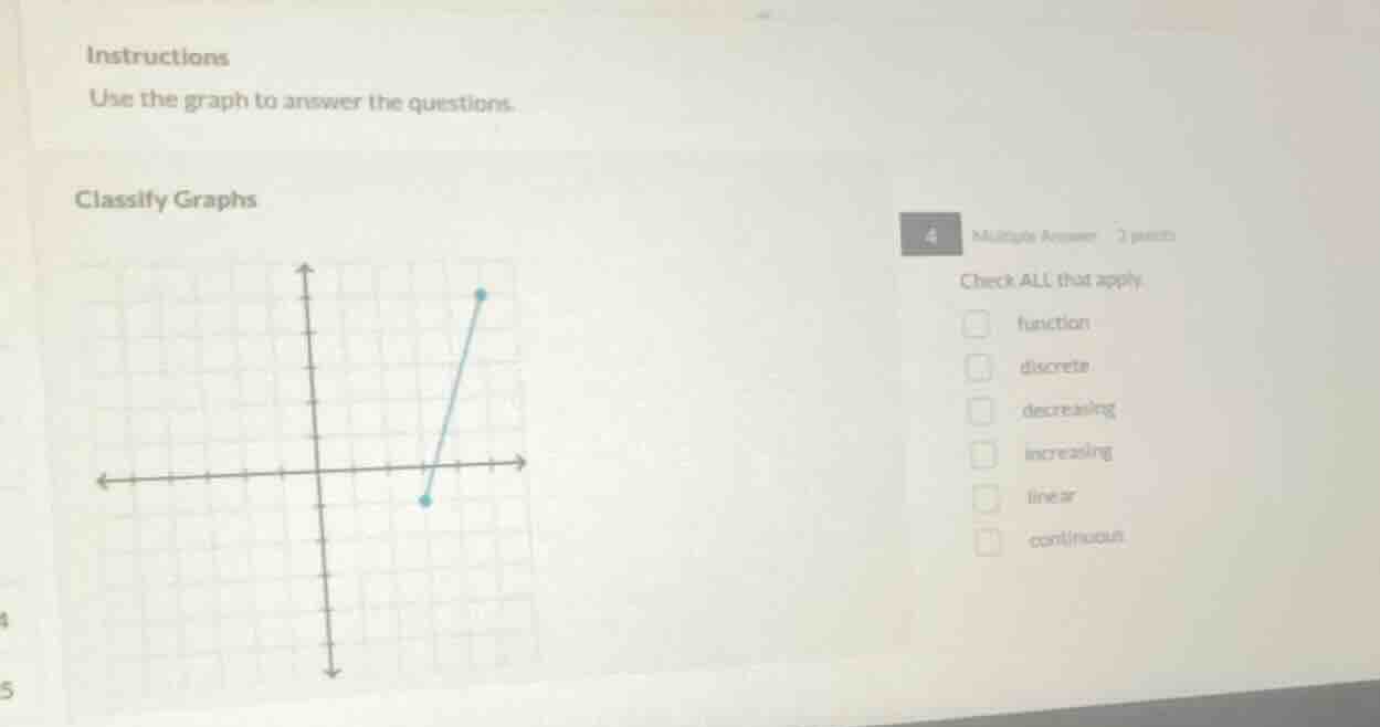 instructions use the graph to answer the questions. classify graphs che…