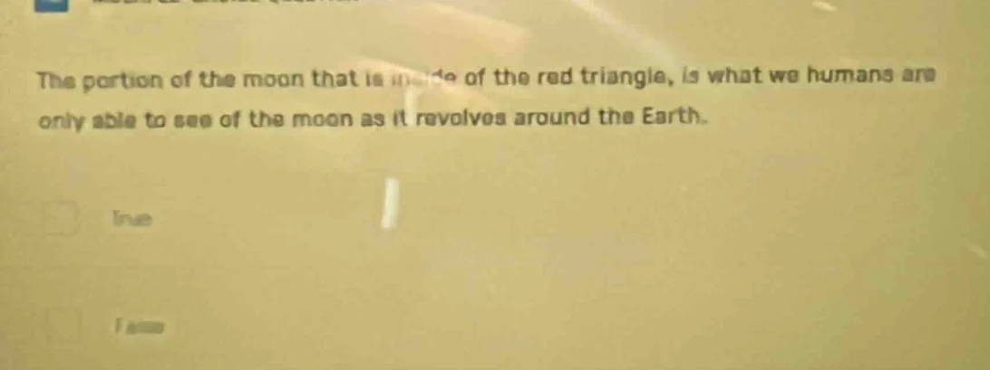 the portion of the moon that is inside of the red triangle, is what we …