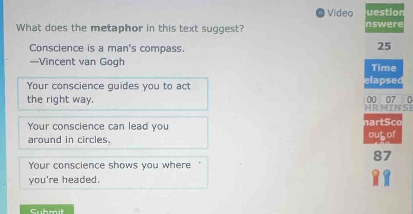 what does the metaphor in this text suggest? conscience is a mans compa…