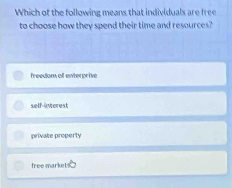 which of the following means that individuals are free to choose how th…
