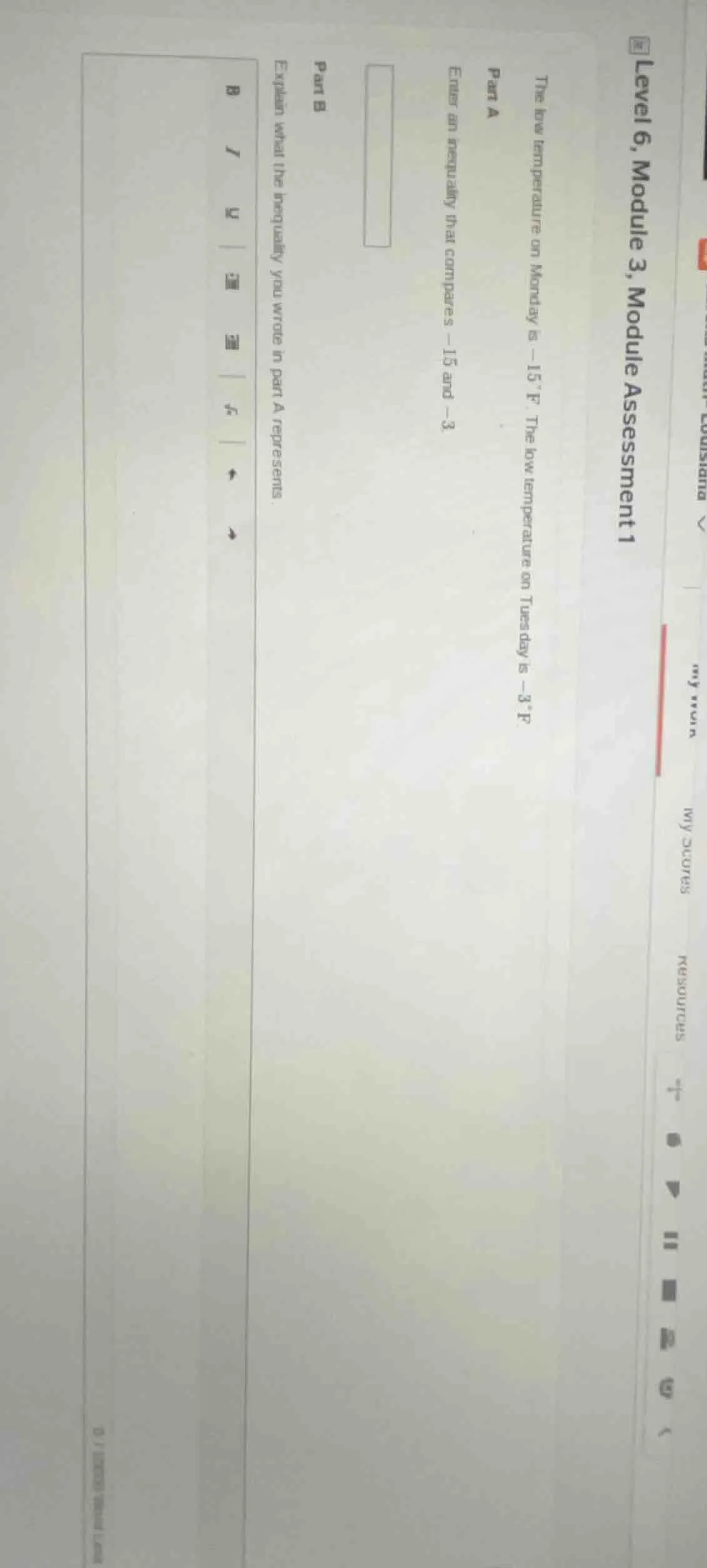 level 6, module 3, module assessment 1 the low temperature on monday is…