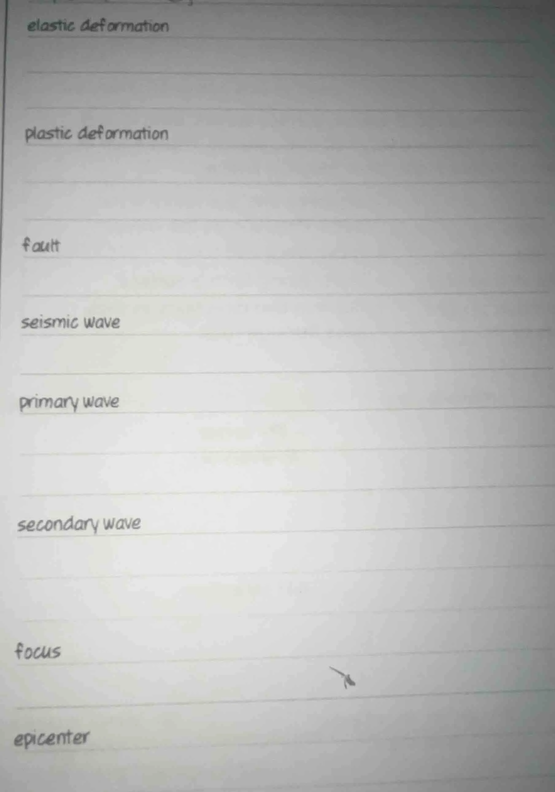 elastic deformation plastic deformation fault seismic wave primary wave…