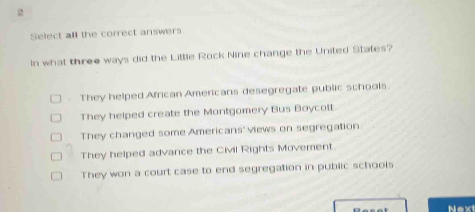 select all the correct answers. in what three ways did the little rock …