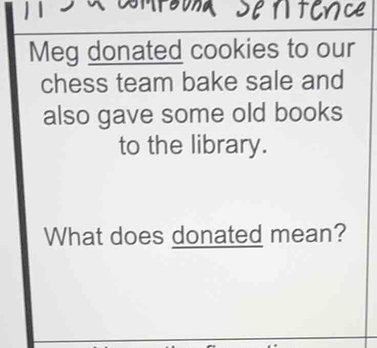 meg donated cookies to our chess team bake sale and also gave some old …