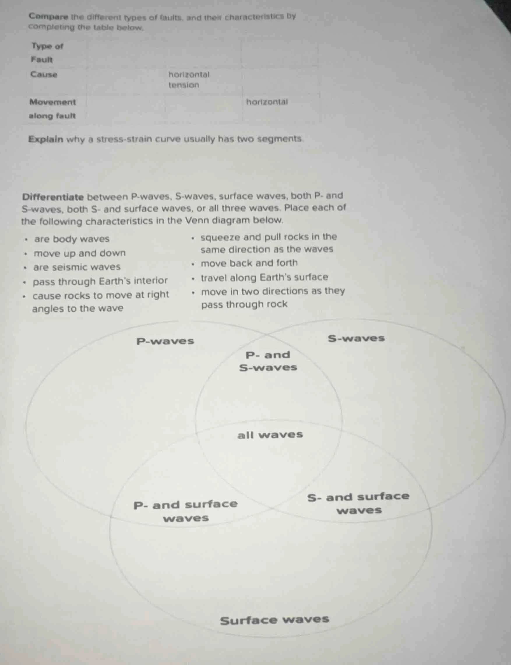 compare the different types of faults, and their characteristics by com…