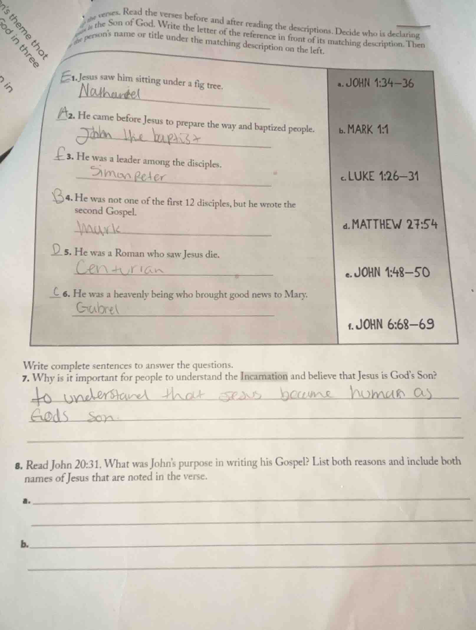 the verses. read the verses before and after reading the descriptions. …