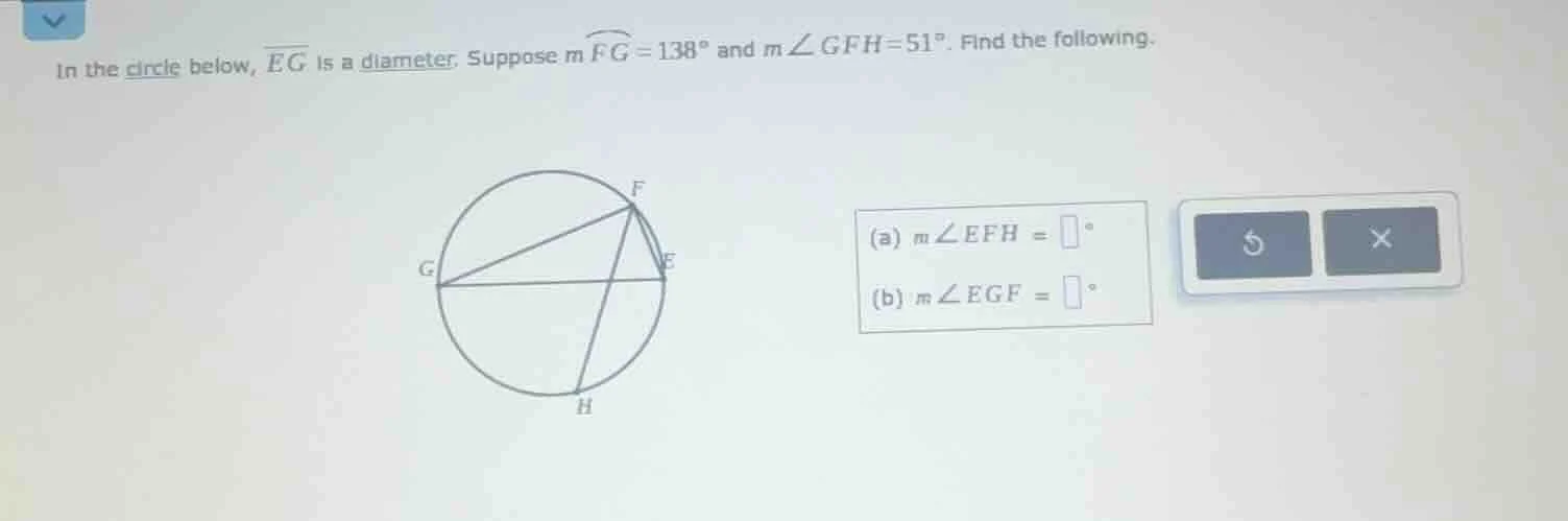 in the circle below, \\(\\overline{eg}\\) is a diameter. suppose \\(m\\…