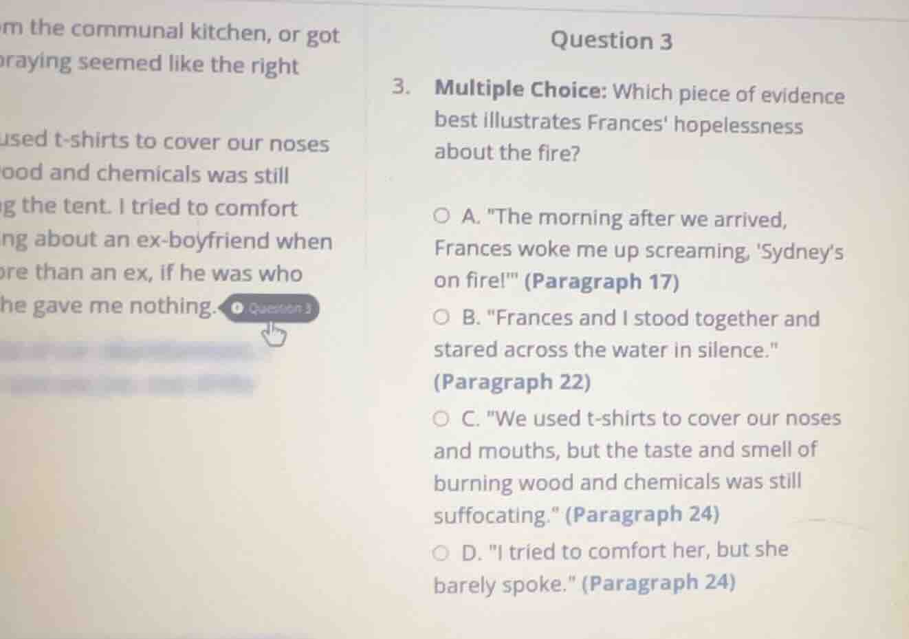 question 3 3. multiple choice: which piece of evidence best illustrates…