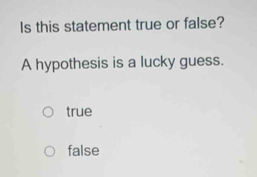 is this statement true or false? a hypothesis is a lucky guess. true fa…