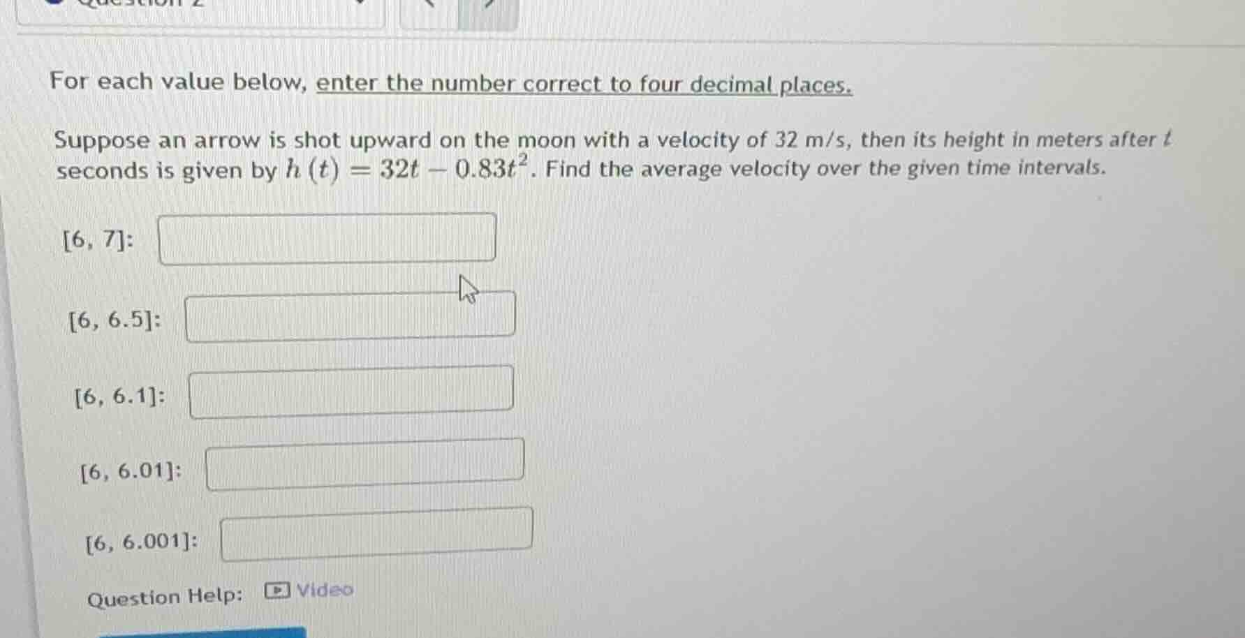 for each value below, enter the number correct to four decimal places. …
