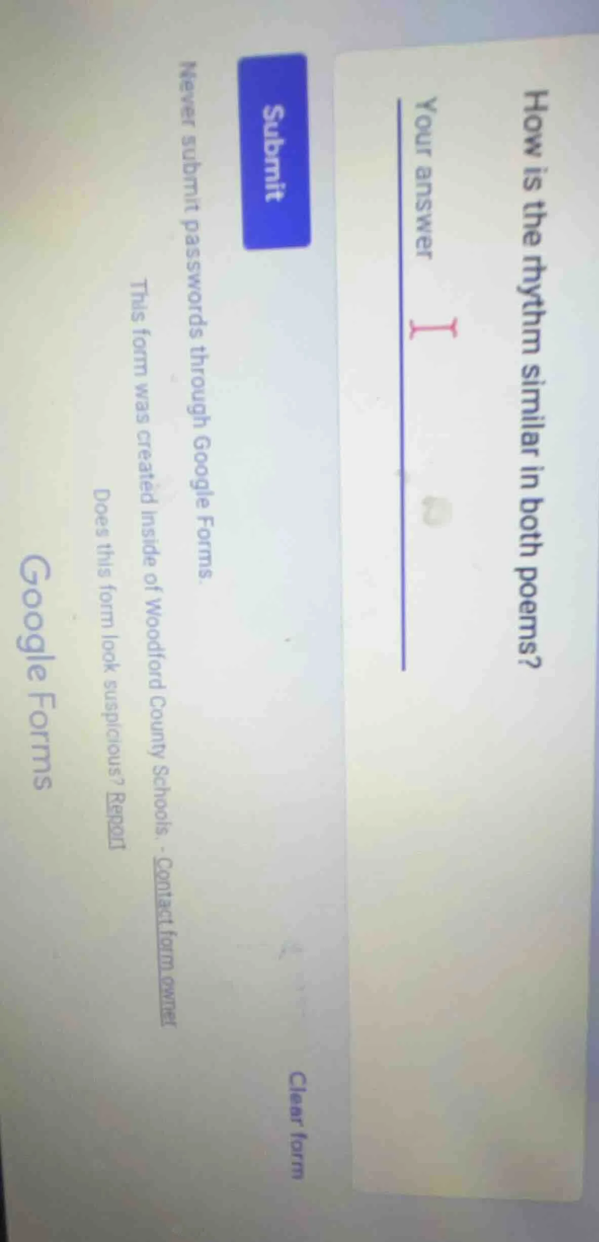 how is the rhythm similar in both poems? your answer submit never submi…