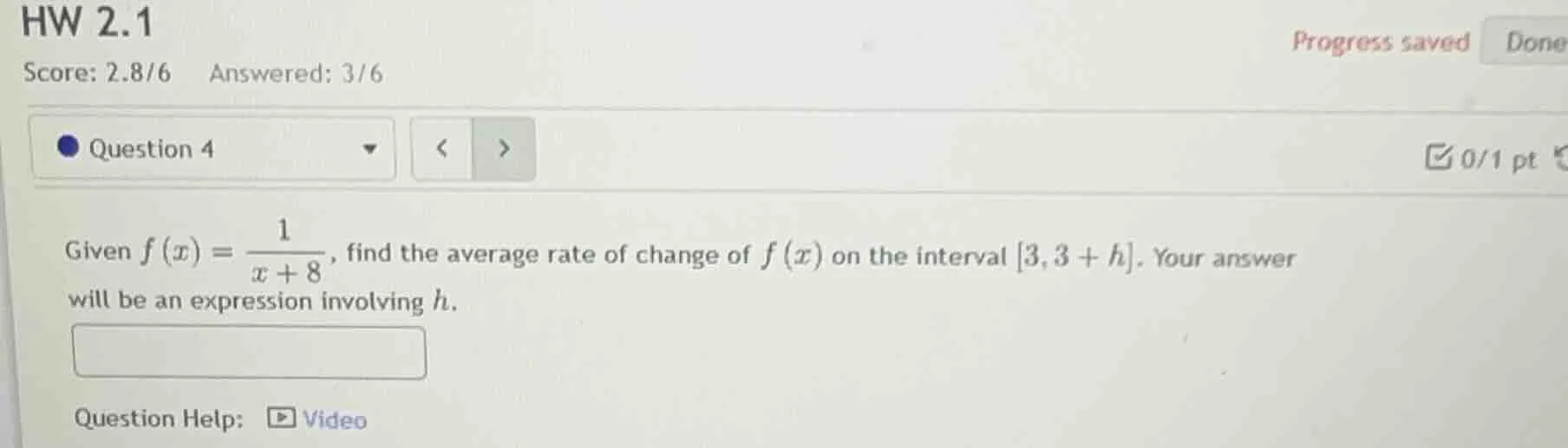 given $f(x)=\frac{1}{x + 8}$, find the average rate of change of $f(x)$…