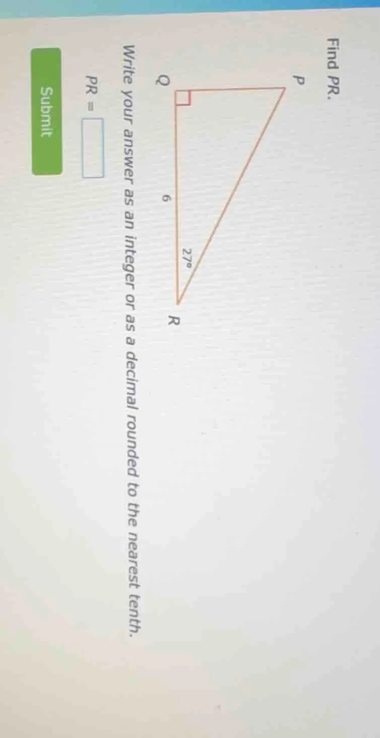 find pr. write your answer as an integer or as a decimal rounded to the…