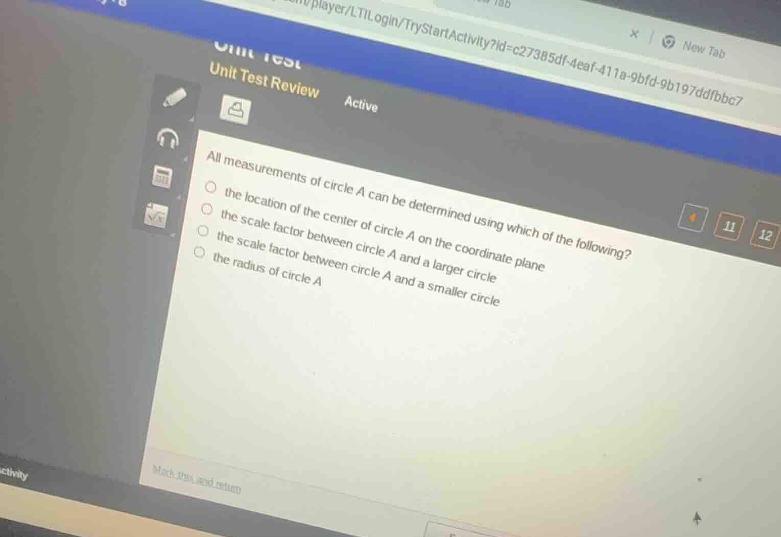 all measurements of circle a can be determined using which of the follo…