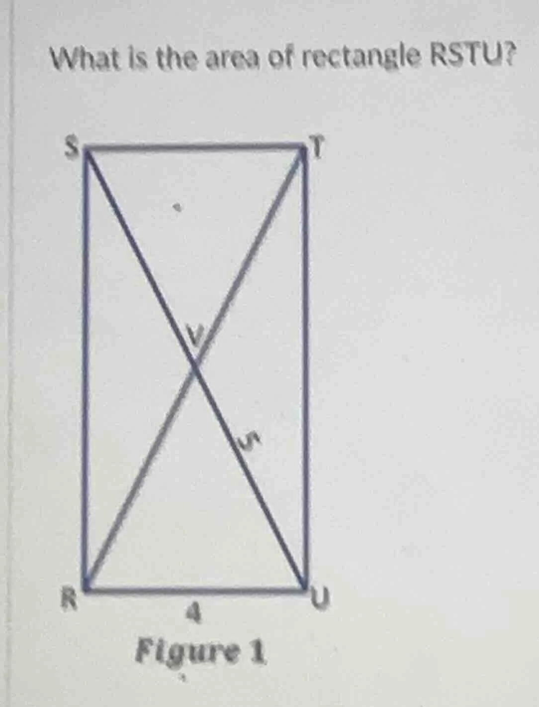 what is the area of rectangle rstu? figure 1 shows a rectangle rstu wit…