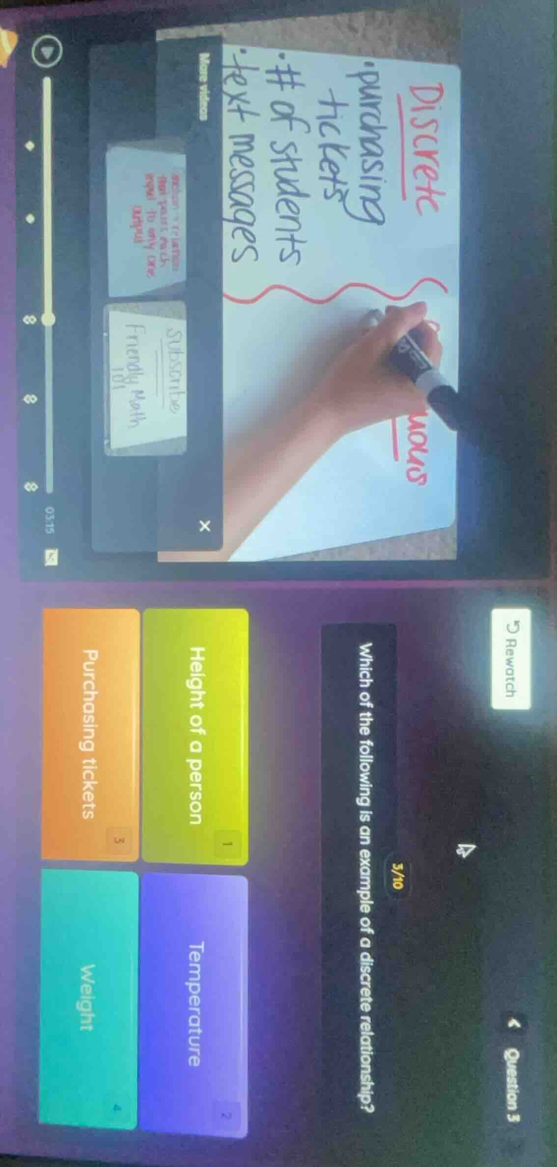 which of the following is an example of a discrete relationship? height…