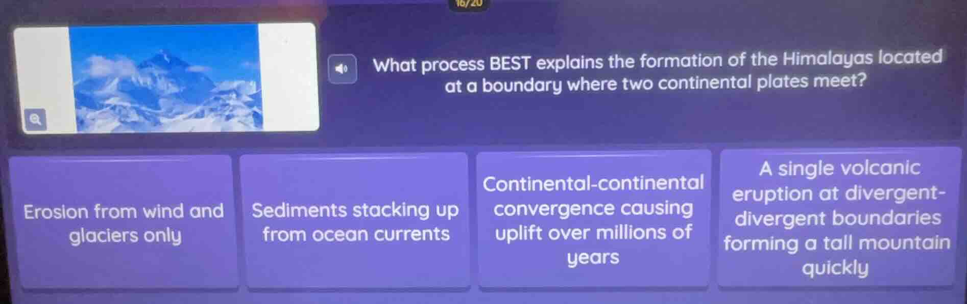 what process best explains the formation of the himalayas located at a …