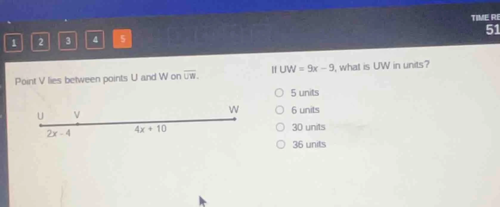 point v lies between points u and w on \\(\\overline{uw}\\). if \\(uw =…