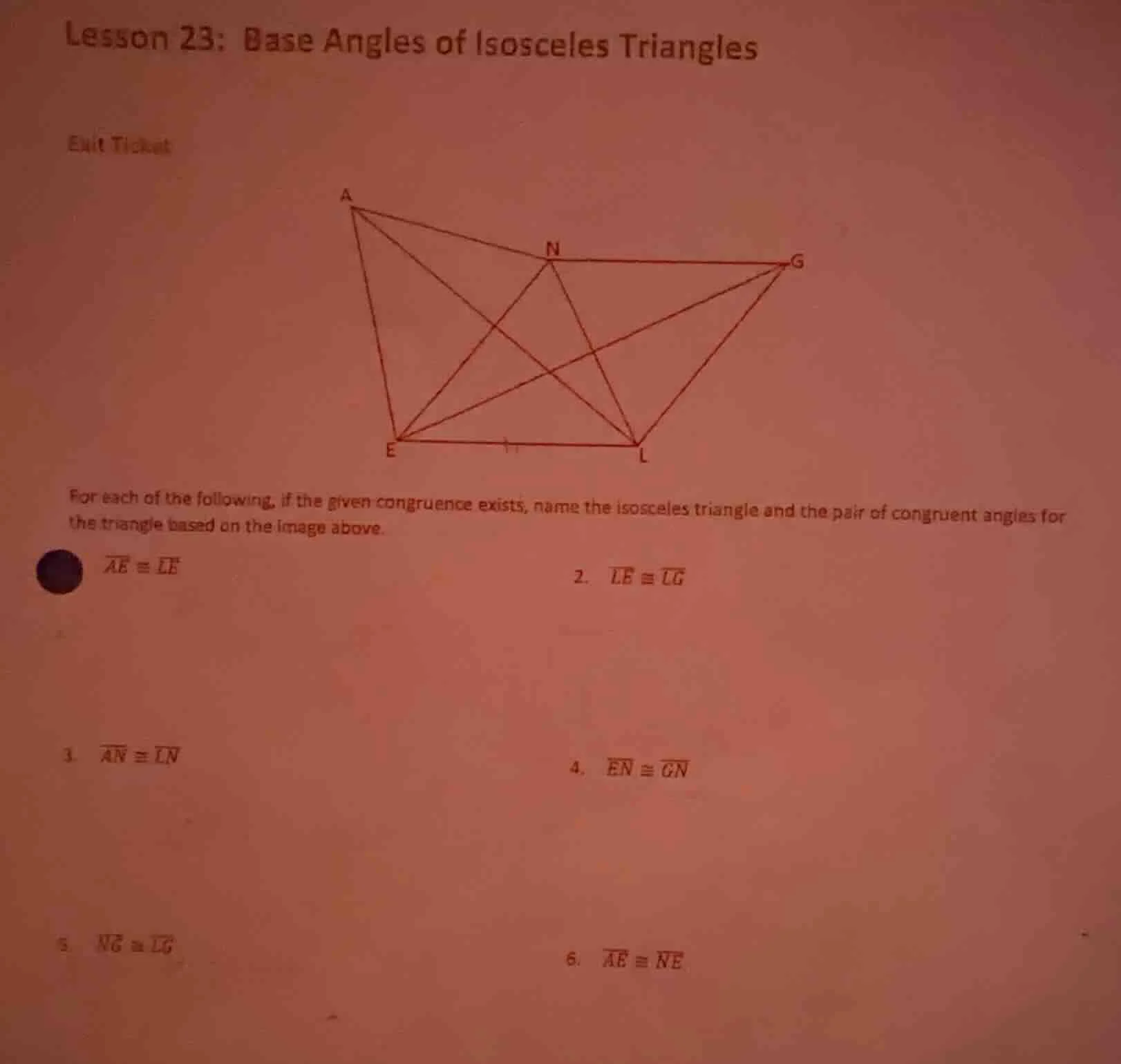 lesson 23: base angles of isosceles triangles exit ticket for each of t…
