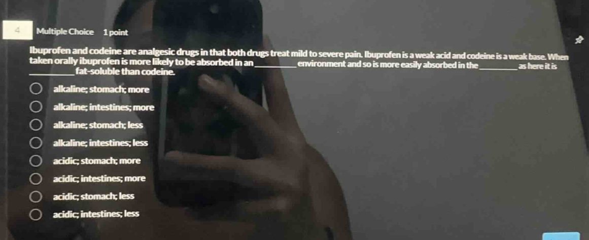 4 multiple choice 1 point ibuprofen and codeine are analgesic drugs in …