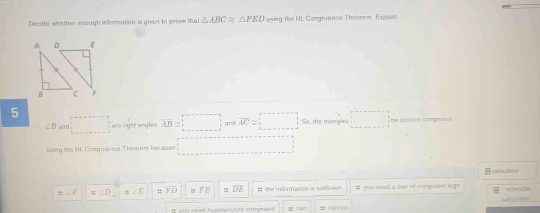 decide whether enough information is given to prove that $\\triangle ab…