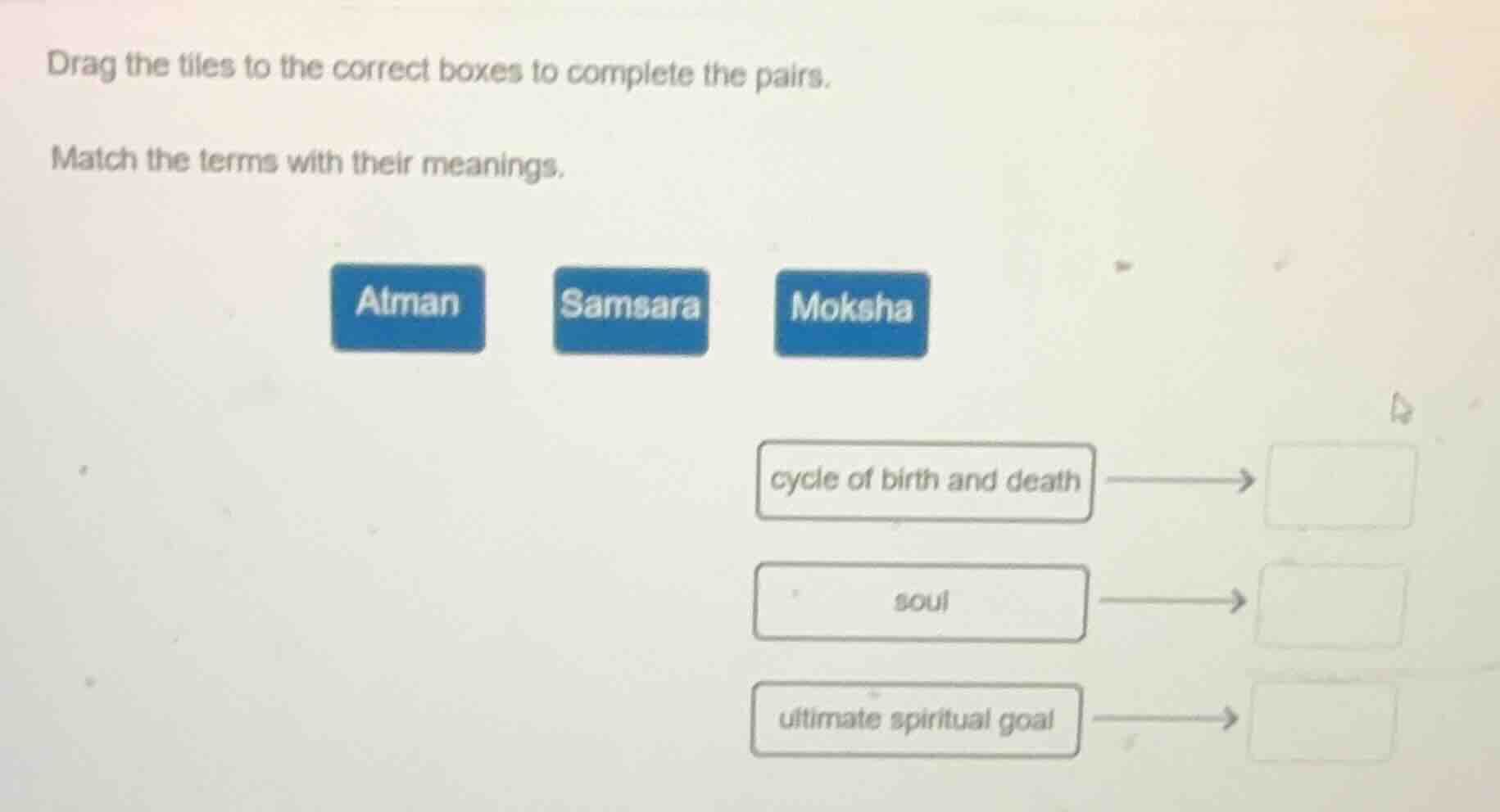 drag the tiles to the correct boxes to complete the pairs. match the te…