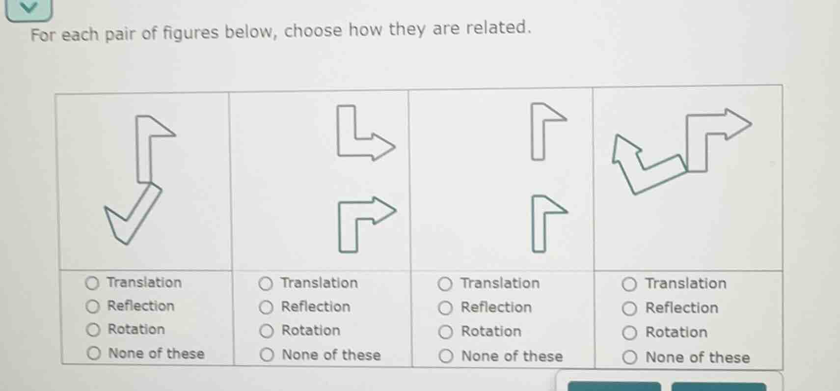 for each pair of figures below, choose how they are related. options fo…