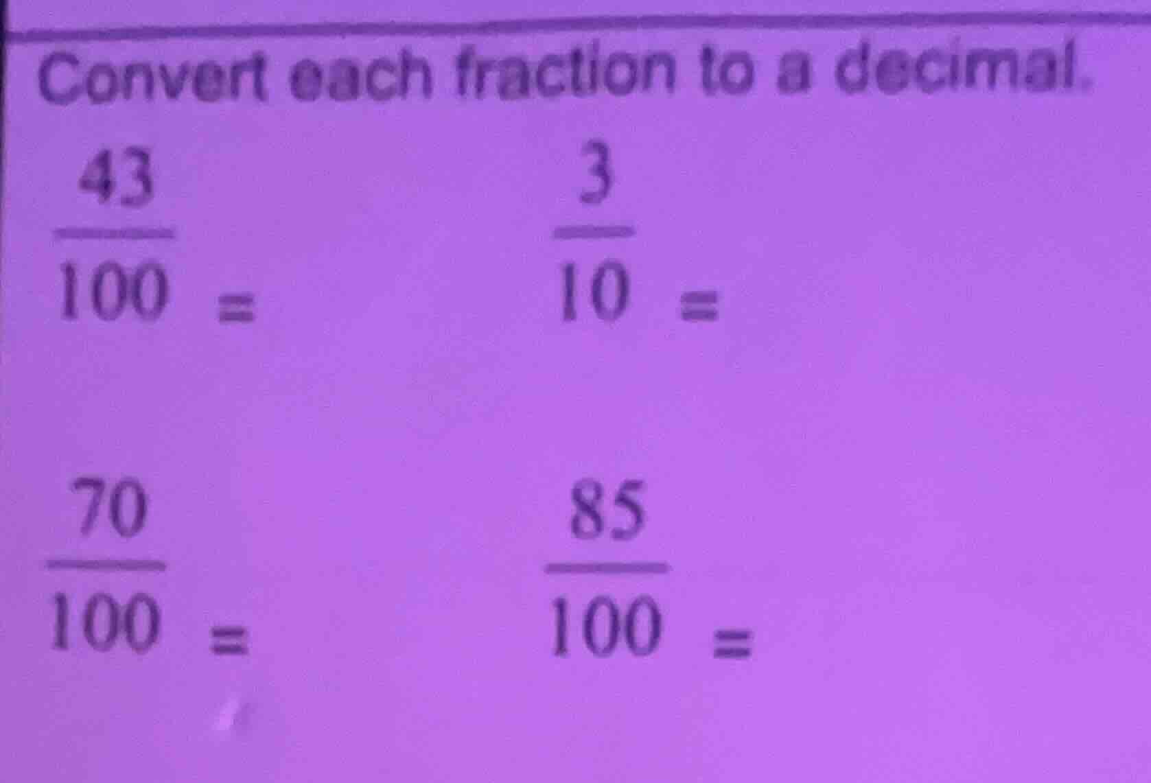 convert each fraction to a decimal. \\(\frac{43}{100}\\) = \\(\frac{3}{…